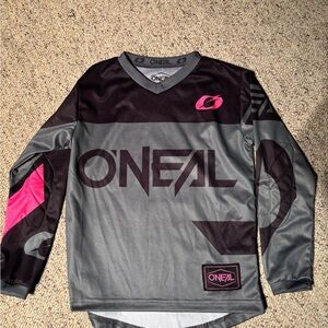 O'Neal Kids Long Sleeve Gray and Pink Jersey motocross or mountain biking